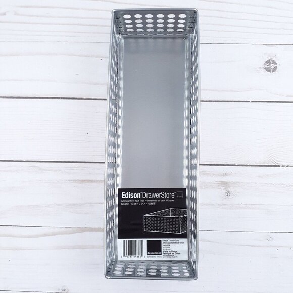 Edison Drawer Store Metal Organizer 3x9 in Silver - Picture 1 of 4